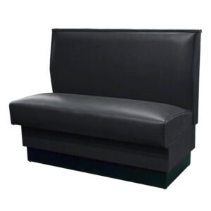 single booth, plain back with black vinyl upholstered booth for restaurant