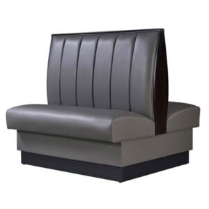 double booth, 6 channel back with gray vinyl upholstered booth for restaurant