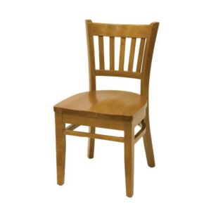 5 slat vertical back wood chair with solid wood seat in cherry