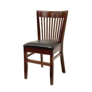 wood flared slat-back chair with padded seat.