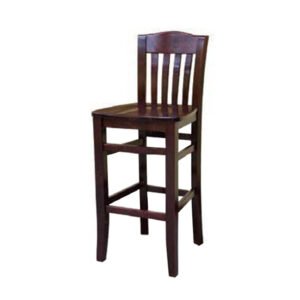 wood schoolhouse slat-back barstool with wood seat.