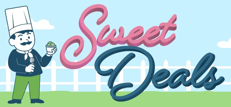 Sweet deals on ice cream dishers, spade, and dessert dish.