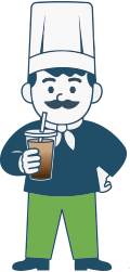 Chef Vinny holding a frappe for the coffee supplies sale during the month of August at Central Florida Restaurant Supply.