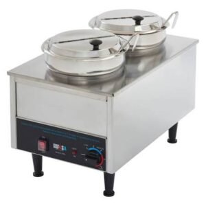 Benchmark Dual Well Food Warmer - 2 Ladles & Lids
