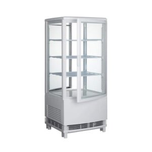 Countertop Refrigerated Beverage Display - 4 Tier - Curved Doors - White