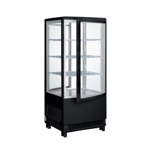 Countertop Refrigerated Beverage Display - 4 Tier - Curved Doors - Black