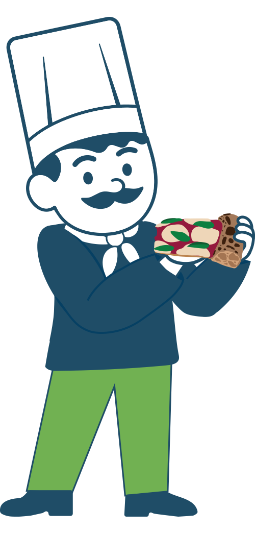 Chef Vinny eating pizza to showcase the monthly deals for pasta and pizza month at Central Florida Restaurant Supply.